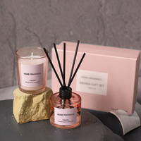Ensemble cadeau de bougie en cire de soja aromathérapeutique de luxe et de diffuseur de roseaux avec logo personnalisé, fait à la main, écologique, décoration d'intérieur