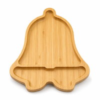 Plateau en bambou en forme de chaussette de Noël, plateau de service pour les fêtes avec bord surélevé pour la décoration de table de Noël
