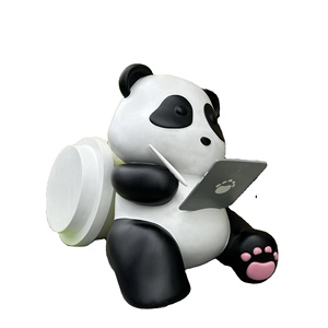 Esculturas de Animales de Dibujos Animados de Fibra de Vidrio de Gran Tamaño para Centros Comerciales, Escultura de Panda Gigante de Fibra de Vidrio para Exteriores, Personalizable - Product Image 1