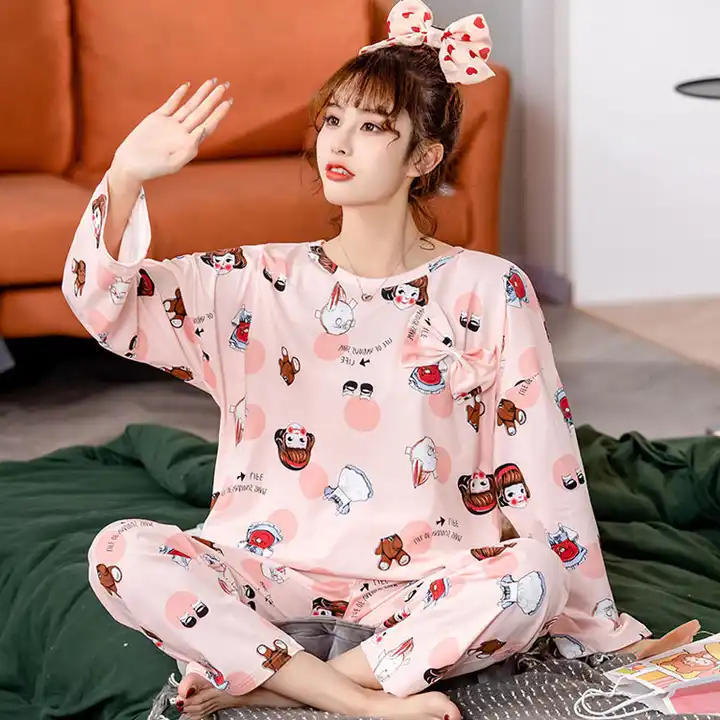 Ladies Sleepwear Pajama Sets: Wholesale Long Sleep Wear Night Suits