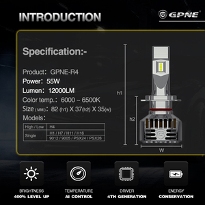 GPNE R4 Meilleure vente de phares de <span class=keywords><strong>voiture</strong></span> à LED  Lumière LED H4 H1 H7 9005 9006 H11 Ampoule LED de <span class=keywords><strong>voiture</strong></span> - Product Image 2