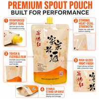 Pochette souple personnalisée avec bec verseur pour liquides (vin, yaourt, sauce, boisson) – Film mat, avec bouchon à vis – Vente en gros