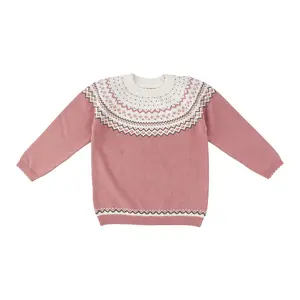 Custom Girls Winter Children's Pullovers Jacquard Knitted Sweater For Kids Baby Christmas Sweater