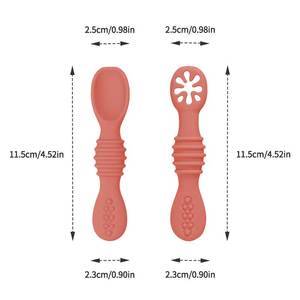 Cucharas de destete de silicona-Cucharas de alimentación para niños pequeños para 4-6 meses, Conjunto personalizado al por mayor Cuchara de puré de entrenamiento para bebés - Product Image 4