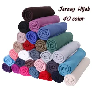 High Quality Elasticity Solid Color Foulard Women Muslim Hijab Jersey Cotton Scarf Ethnic Scarves and Shawls