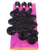 Extensions de cheveux synthétiques en fibre haute température, ondulées, 3 paquets de mèches de 16 et 18 pouces, couleur 1B noir, tissage de cheveux, Chine