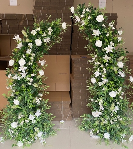 Arco Floral de Rosas Blancas de Seda Artificial, Arreglos de Flores en Forma de Luna, Arco de Flores para Bodas, Decoración de Pascua, Soporte para Flores - Product Image 4