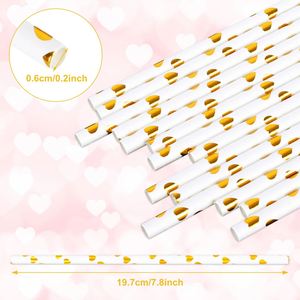 Gold Foil Heart Paper <b>Straws</b> Heart Disposable <b>Drinking</b> <b>Straws</b> Valentines Party Decorative <b>Straws</b> <b>for</b> Wedding Birthday Party - Product Image 3