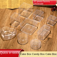 Boîte en plastique transparente carrée recyclable pour la pâtisserie, les mousses, les gâteaux, les bonbons, la gelée et les biscuits (vente en gros)