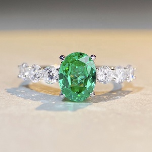 S925 Women's Pure Silver <strong>3</strong>-<strong>carat</strong> Fanta Colored Diamond <strong>Ring</strong> - Product Image 1