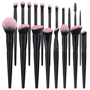 Ensemble de 18 pinceaux de maquillage personnalisables noir violet pour le visage, les yeux et les lèvres pour l'application de poudre de fard à paupières à <span class=keywords><strong>la</strong></span> mode - Product Image 2