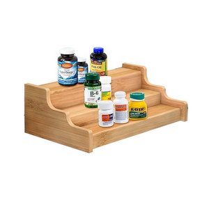 Bamboo 3-layer Expandable Spice Shelf Ladder Shelf Kitchen Multifunctional Cabinet Storage Box Bamboo Spice Rack Storage