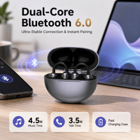WOOKING CP1 Earbud Gaming TWS Dual Core Bluetooth 6.0 yang Ditingkatkan, Baterai Tahan Lama, Koneksi Ultra-Stabil Latensi Rendah, Pemasangan Cepat