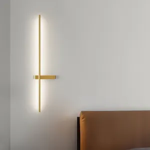 İskandinav basit şerit aplik tüm bakır ışık savurgan hattı oturma odası arka plan duvar yatak başucu aplik