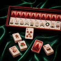 Jeu de Mahjong Américain Rouge et Vert Sable Mouvant Noël 160 Tuiles Thème Père Noël Coffret Cadeau Luxe Logo Personnalisé Prêt à Expédier Rapidement