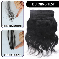 Extensions de cheveux à clipser ondulés de 14 pouces, en cheveux humains naturels, extensions brésiliennes Remy ondulées pour femmes