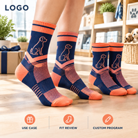 Chaussettes fantaisie amusantes orange marine avec motif animalier, en tricot, idéales comme cadeau, impression originale, marque privée, commande personnalisée, approbation de la coupe