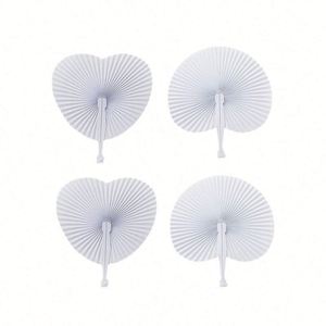 Abanicos de Papel Plegables en Forma de Corazón Blancos, Abanicos de Mano de Plástico para Pintar, para Decoración de Fiestas de Cumpleaños, Bodas y Festivales - Product Image 5
