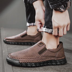 Nuevos modelos <span class=keywords><strong>Vintage</strong></span> de alta calidad zapatos hechos a mano hombres venta al por mayor 2025 cuero genuino Slip-on Real vaca mocasines Casual - Product Image 3