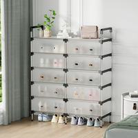 Meuble à chaussures double rangée 6 niveaux anti-poussière en cèdre, démontable, en métal antirouille, idéal pour l'entrée et la chambre - Meilleures ventes