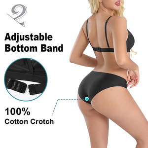 Ensemble de Lingerie Femme Soutien-Gorge Bralette Triangle Sexy Plongeant sans Armatures à Bonnets Souples et Fermeture au Dos avec String Culotte ou Shorty - Product Image 5