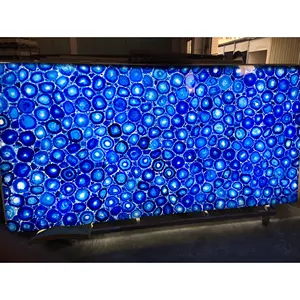 Полупрозрачный синий Агат, искусственный мрамор, настенная панель для украшения дома, дешевая искусственная Агатовая плита для агатового стола