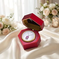 Boîte à bijoux rotative en forme de diamant avec lecture vidéo, LED musicale, fermeture magnétique, emballage tendance pour la Saint-Valentin