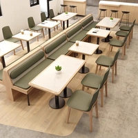 Neu Designtes Luxuriöses Booth-Sofa Restaurant Café Esstisch-Stuhl-Set Holz Weichpolster Sitzkissen Restaurant-Möbel