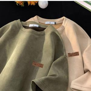 Camiseta Masculina de Manga Curta Pesada Personalizada Verão Retrô Americano Casual com Logo Impresso Personalizado - Product Image 4