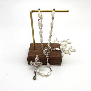 Top Grade Rice Sharp Nature Shell Beaded Catholic Prayer Religious Necklace Our lady Holy Soil Centerpieces for Men Rosary - Product Image 3