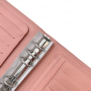 Organiseur <span class=keywords><strong>de</strong></span> planification A6 rose poudré <span class=keywords><strong>de</strong></span> luxe avec texture grainée effet litchi pour l'école et la maison - Product Image 5