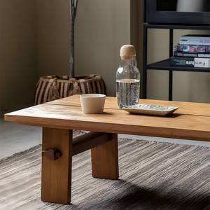 Table basse en bois moderne, design minimaliste, meubles de salon faits à la main, plateau et structure en bois massif - Product Image 6