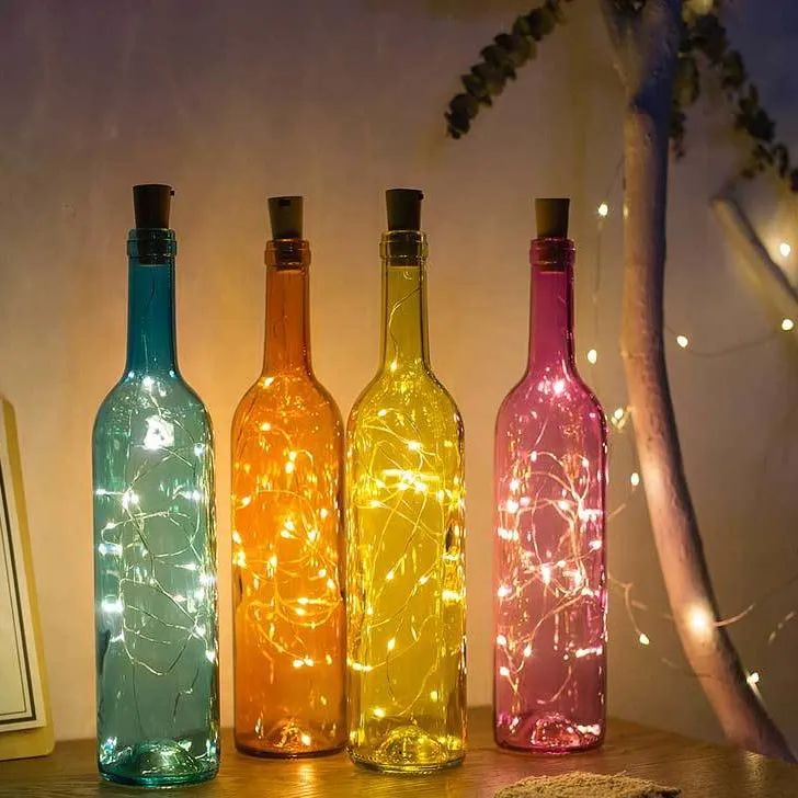 Biumart Wine Bottle Lights with Cork LED String Lights DIY Glass Bottle Light for Party Christmas Wedding Home Decoration