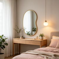Miroir de salle de bain LED à cadre en aluminium ondulé irrégulier, design moderne, résistant à l'eau, mural, art créatif