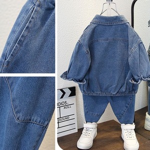 Western Style Casual Denim Kids Clothing Sets Cool <strong>Boy</strong> Long Sleeves Two Piece Set 8 Y Blue Cowboy Birthday Children's <strong>Suit</strong> - Product Image 3