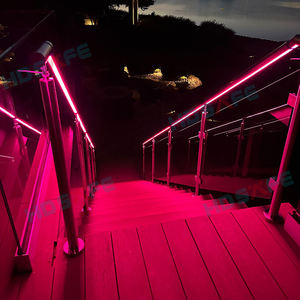 درابزين زجاجي أمريكي شعبي للخارج مع إضاءة LED، أنبوب درابزين مع شهادة CE، درابزين زجاجي للشرفة - Product Image 6