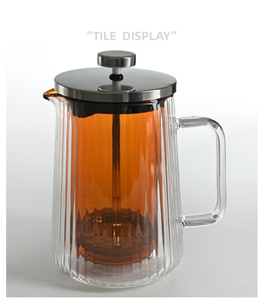 <span class=keywords><strong>Cafetera</strong></span> de vidrio de borosilicato de doble pared de colores personalizable, elaboración casera clásica, patrones artísticos verticales, función de espuma de <span class=keywords><strong>leche</strong></span> - Product Image 4