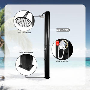 Ensemble de <span class=keywords><strong>douche</strong></span> <span class=keywords><strong>solaire</strong></span> extérieur autoportant au design moderne pour jardin et <span class=keywords><strong>piscine</strong></span>, en PVC noir, avec jets de massage et de pluie - Product Image 4