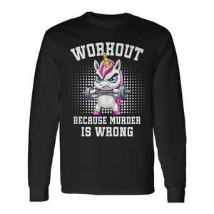 T-shirt à manches longues Workout Unicorn, design Powerlifting, chemise de motivation amusante pour la salle de sport - Product Image 1
