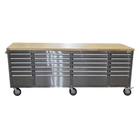 Armoire à roulettes extra large de 96 pouces en acier inoxydable, 24 tiroirs robustes, glissières à billes, multiprise, tiroirs verrouillables, OEM