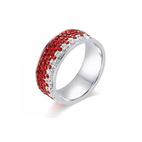 Vente en gros d'anneaux en acier inoxydable de 8 mm avec zircon brillant coloré incrusté, anneaux dégradés exquis avec strass multicolores pour femmes, cadeau