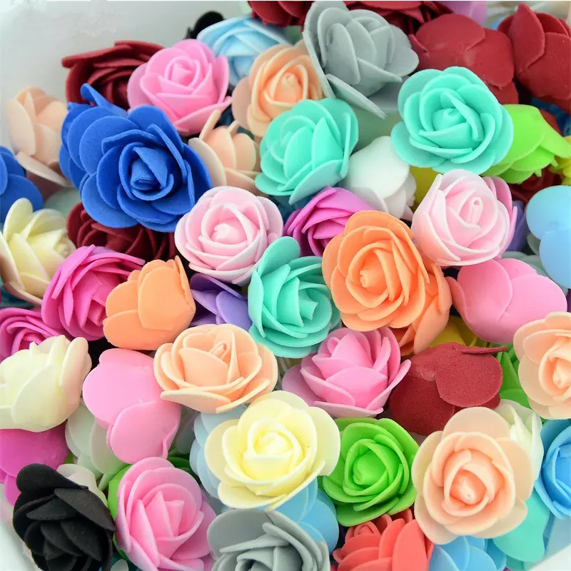 Dropshipping Miễn Phí DIY 3.5Cm 500 Cái Gói Đầy Màu Sắc PE Nhân Tạo Hoa Cho Đám Cưới Rose Flower PE