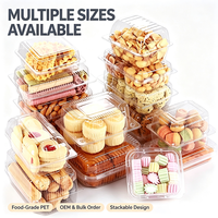 Boîtes à pâtisserie transparentes en PET de qualité alimentaire, multi-tailles, empilables, pour biscuits, muffins, desserts, emballage en coquille, commande en gros OEM