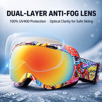 Masque de ski coloré en polycarbonate avec verres miroir Revo, anti-buée, protection UV400, pour homme et femme, idéal pour le snowboard et les activités hivernales en extérieur