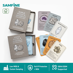 <span class=keywords><strong>Cartes</strong></span> éducatives personnalisées en gros sur les roches et les minéraux, ensemble de <span class=keywords><strong>cartes</strong></span> de guide de terrain en géologie OEM avec boîte personnalisée - Product Image 1