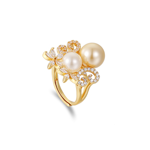 Luxury 4-Piece Fine Jewelry Set White And <strong>Gold</strong> Imitation Pearl And Zircon Necklace, Earrings Bracelets And Ring For Women - Product Image 6