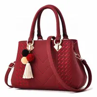 PU Leather Shoulder Handbags with Hairball for Women