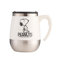 Mug à café isotherme Snoopys pour le bureau, en acier inoxydable 304, à double paroi, anti-brûlure, avec couvercle anti-poussière et poignée