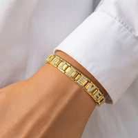 Bracelet à breloques italien en or, nouveau, avec alphabet A-Z, zircon cristal 9mm, en acier inoxydable, breloque lettre initiale DIY, bijoux pour femme, vente en gros