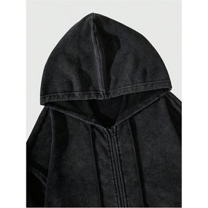 Sudadera con capucha gótica personalizada para hombre con cremallera, hombros caídos, forro polar francés, ropa exterior - Product Image 2